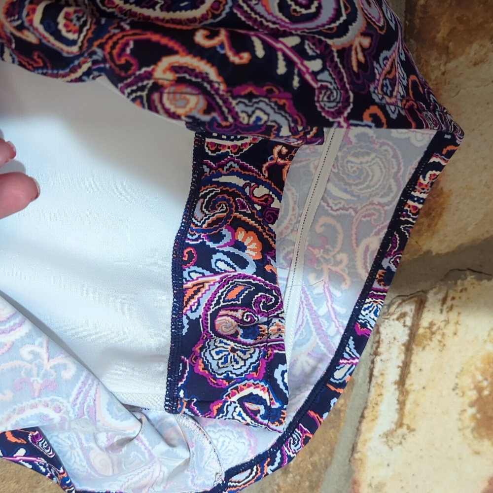 Lands' End Underwire Wrap Tankini Top Deep Sea Paisley Mix - Picture 12 of 13